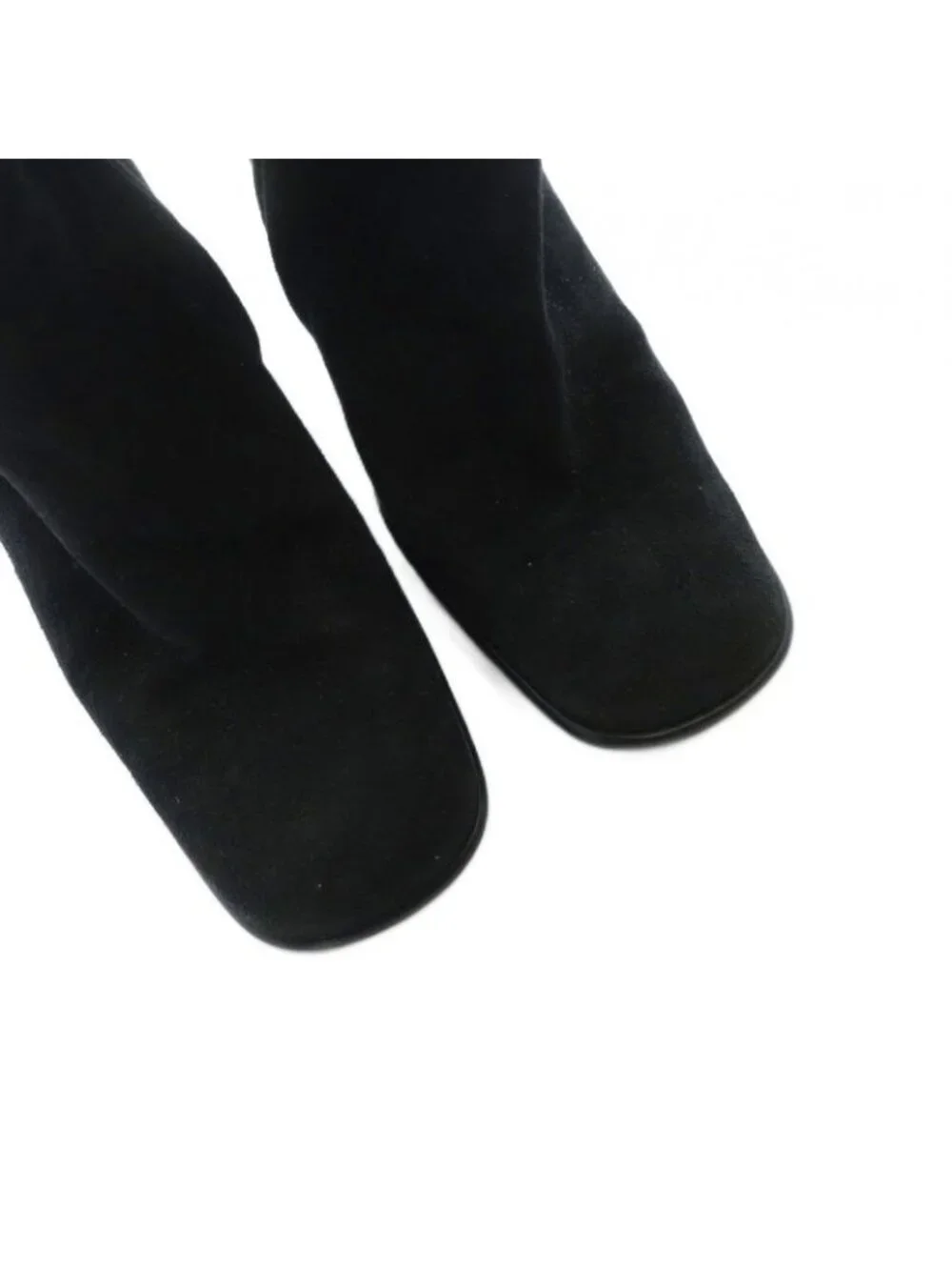 Gucci Short Boots Suede Square Toe Chunky Heel Logo 34.5 Black - Picture 4 of 7